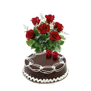 Roses n 1Kg Chocolate Cake